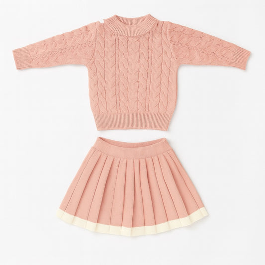 Knitted Sweater & Skirt Set - Bubblegum Love