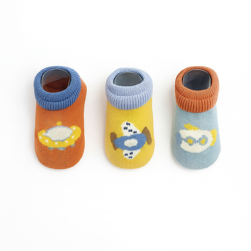 Woollen Anti-Skid Booties - Pack of 3 Mix Print
