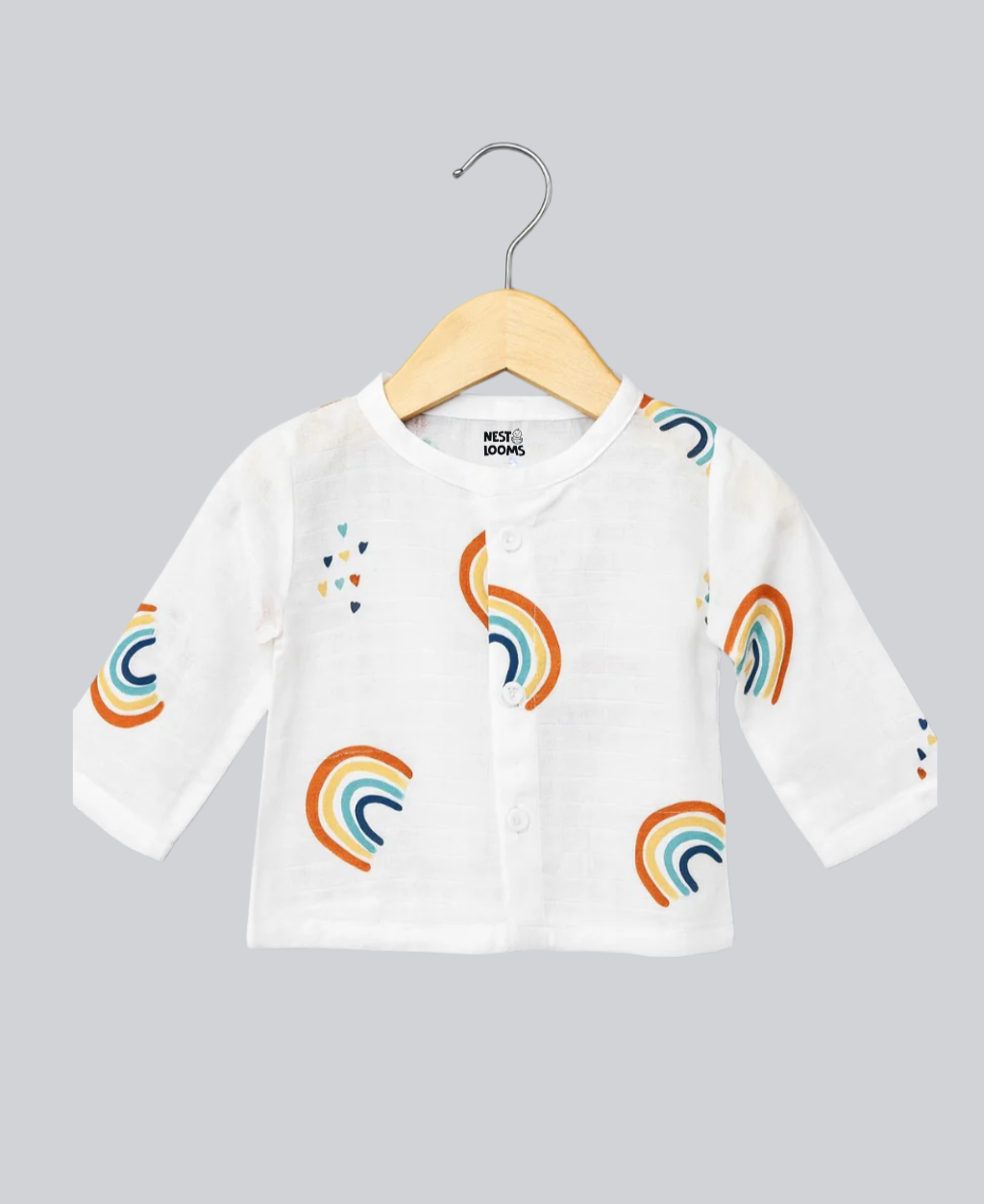 Muslin Full Sleeves Jhabla Set - Organic Cotton Muslin - Rainbow Dreams