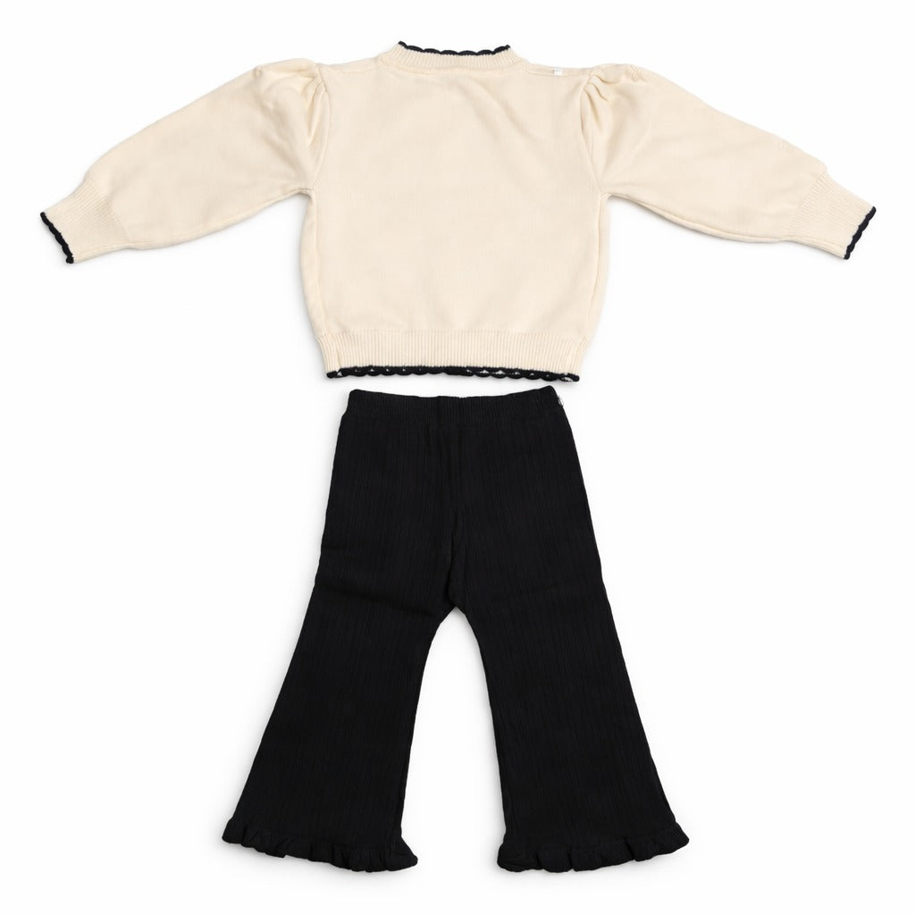 Knitted Top & Pant Co-ord Set - Snowflake Bow
