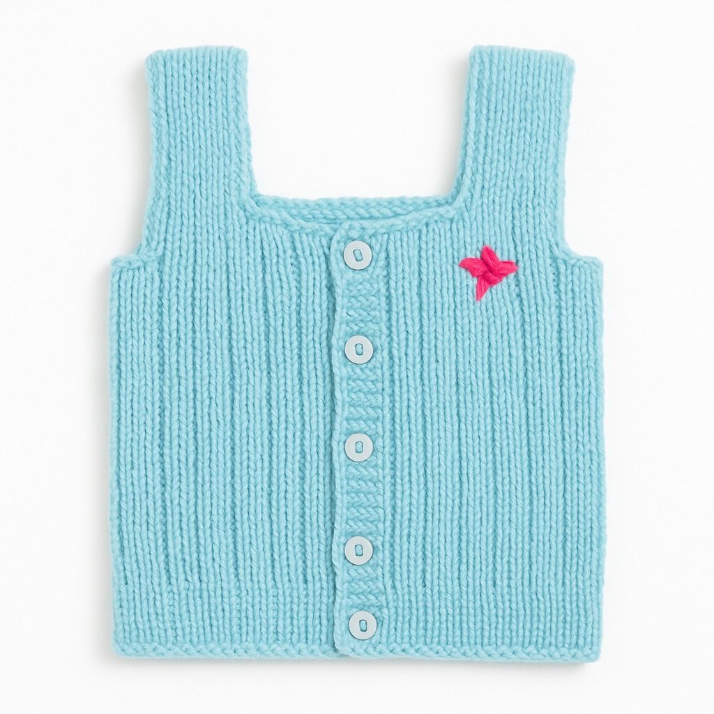 Woolen Vest Square Neck - Sky Breeze