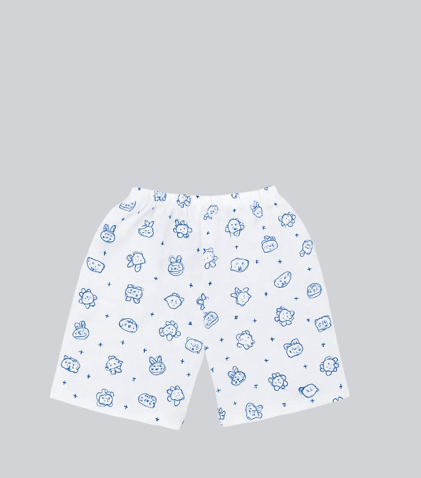 Half Sleeves Jhabla Set - Organic Cotton Muslin - Bunny & Bear