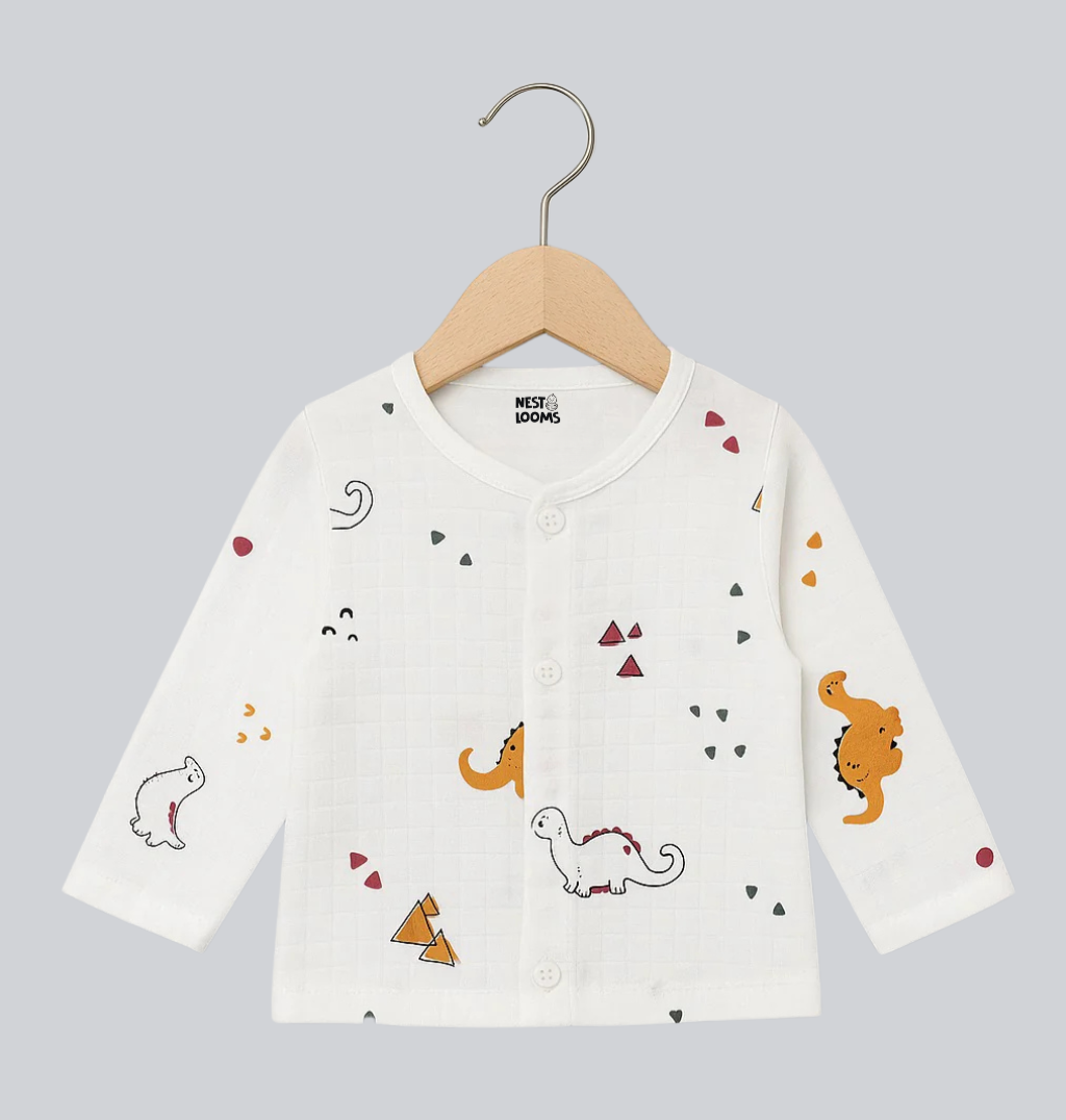 Muslin Full Sleeves Jhabla Set - Organic Cotton Muslin - Dinoland
