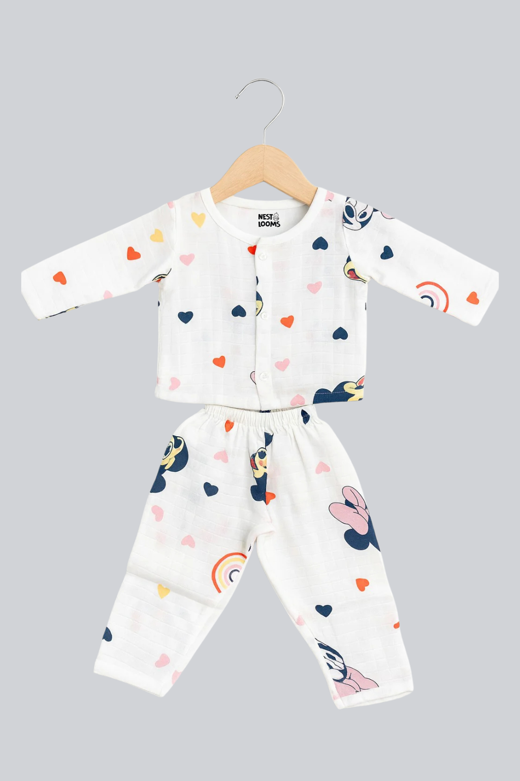 Muslin Full Sleeves Jhabla Set - Organic Cotton Muslin - Mickey Love