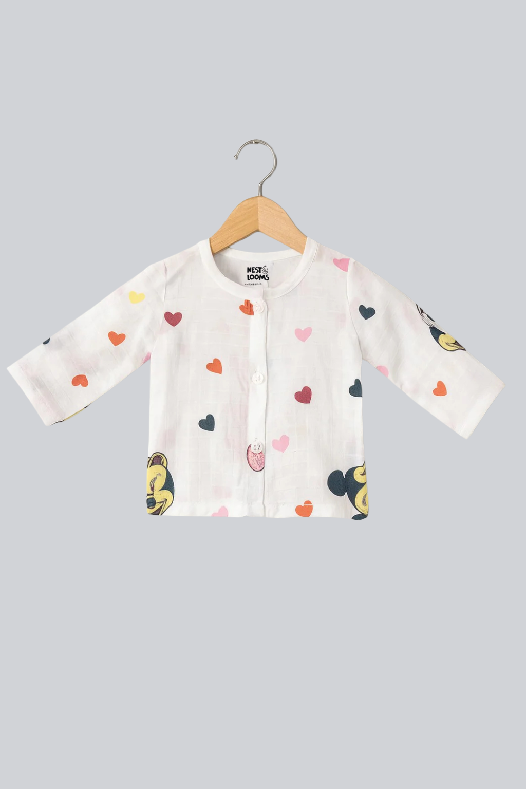 Muslin Full Sleeves Jhabla Set - Organic Cotton Muslin - Mickey Love