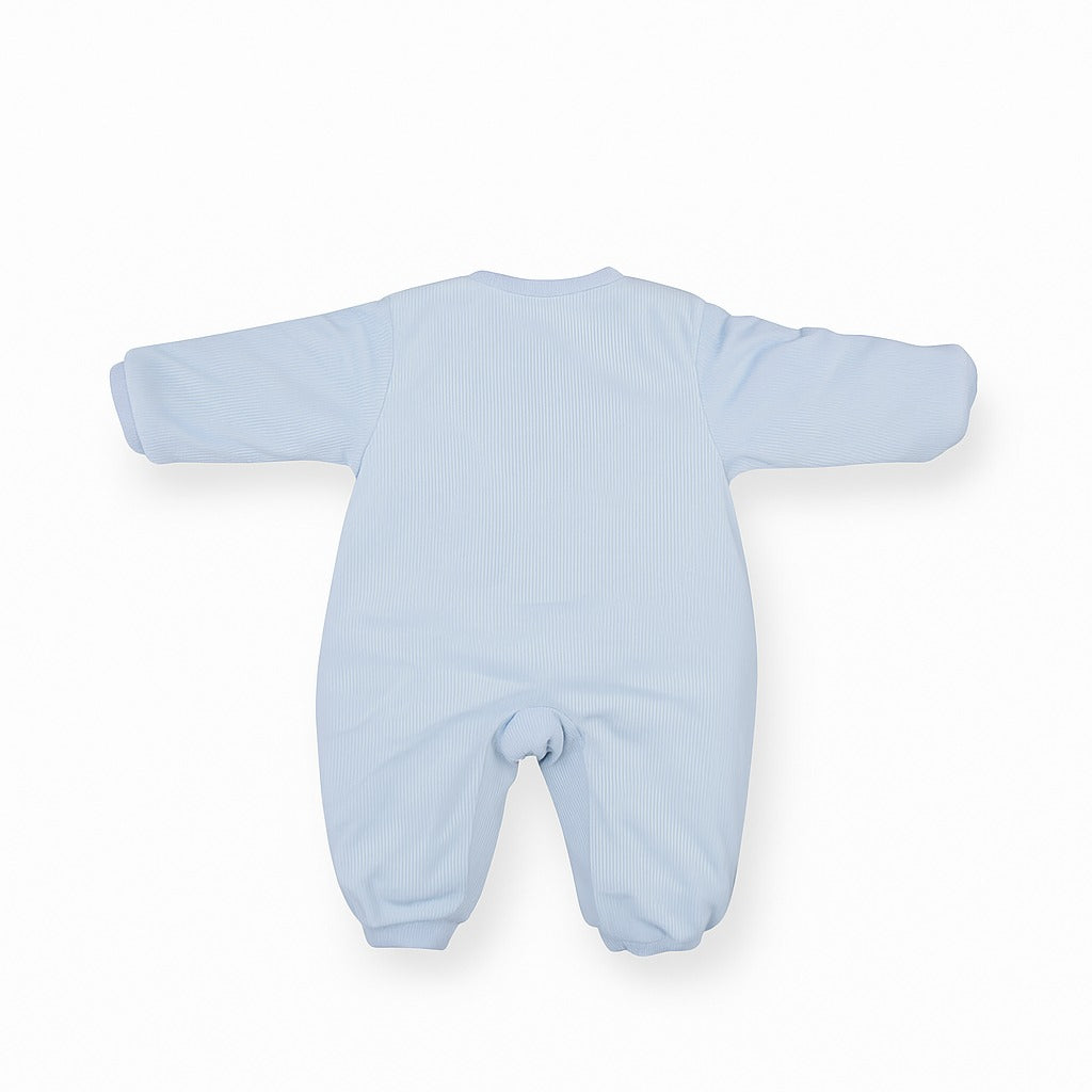 Woolen Romper With Snap Buttons - Blue Giraffe