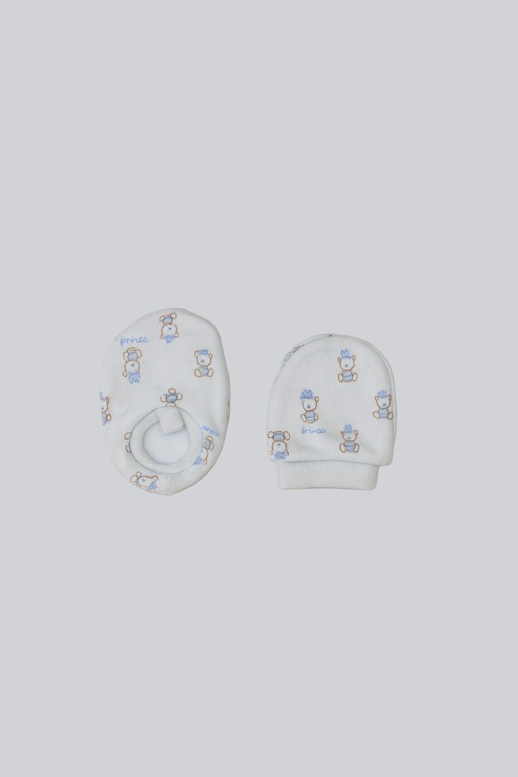 Baby Mittens & Booties- Sky Blue Teddy