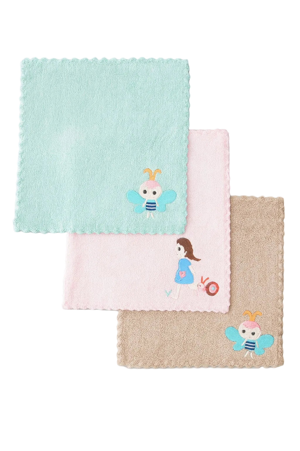 Washcloth For Baby- 3pc set Light Green, Light Pink, Brown