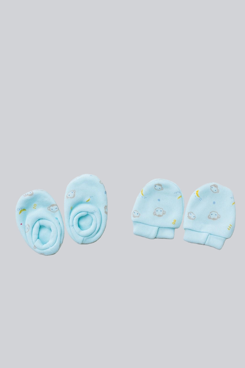 Baby Mittens & Booties- Sky Blue Cow Face