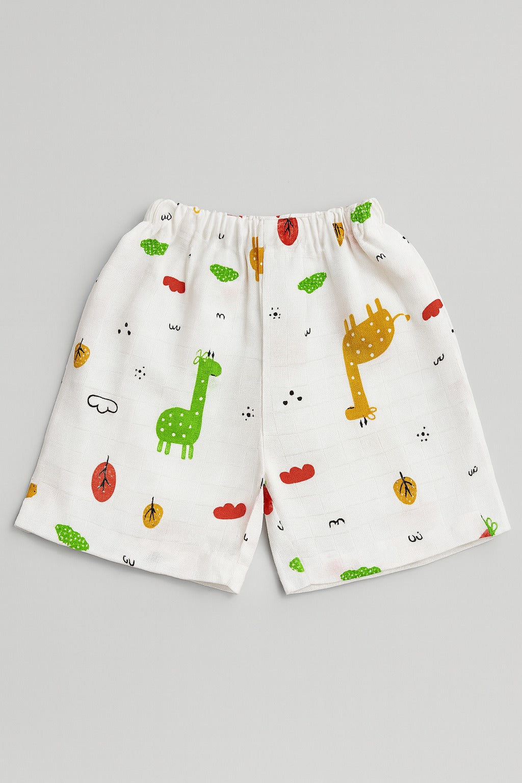Half Sleeves Jhabla Set - Organic Cotton Muslin - Giraffe Safari