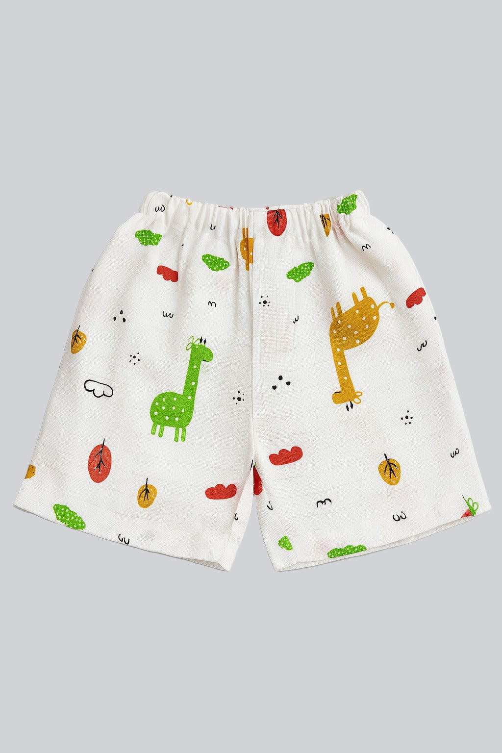 Half Sleeves Jhabla Set - Organic Cotton Muslin - Giraffe Safari