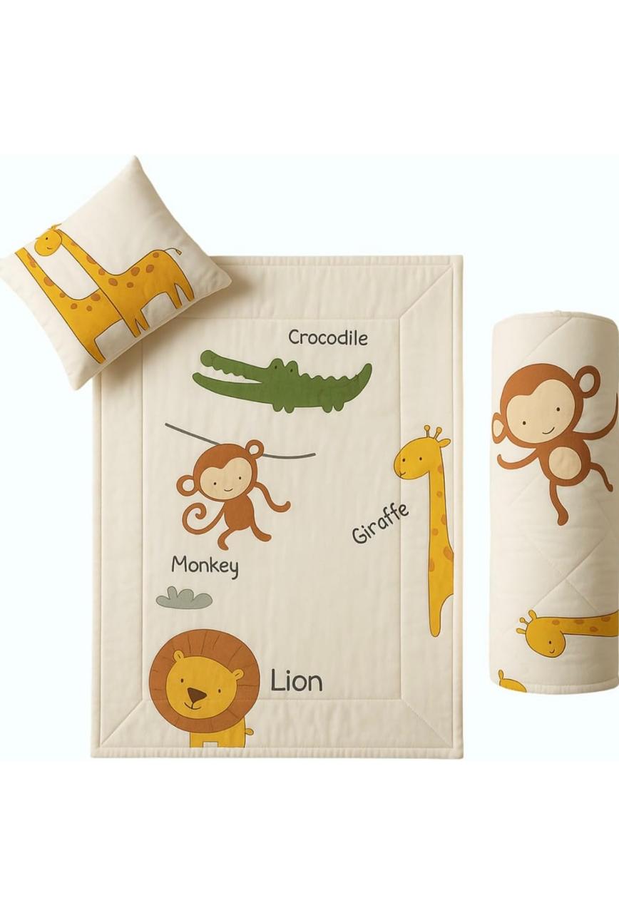 Baby Bedding Set - Animal Adventure (Quilt, Diaper Changing Pad, Pillow)