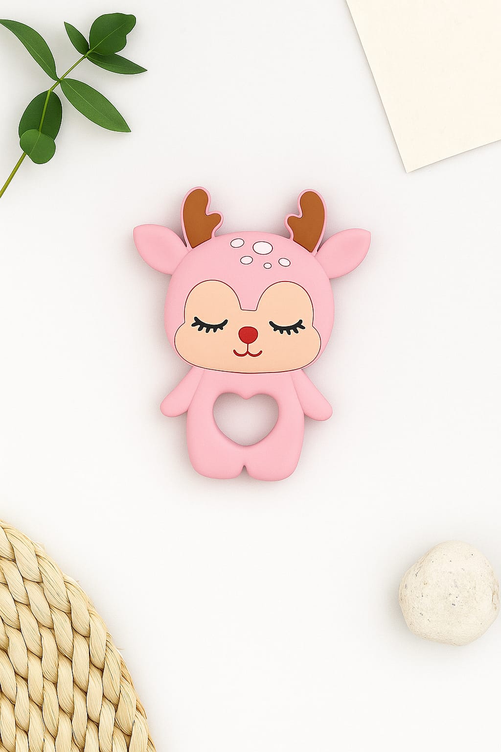 Silicone Cartoon Teether- Deer (Pink)