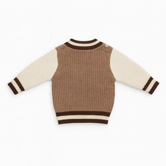 Knitted Sweater with Button - Caramel Munchkin