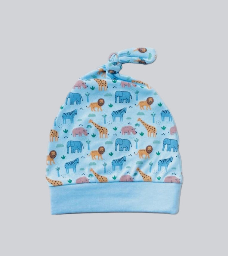 Baby beanie - Animals (Blue)