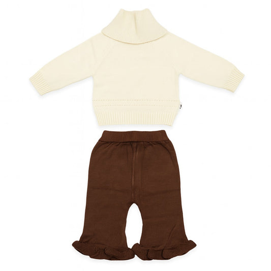 Knitted Muffler Top & Pant Co-ord Set - Caramel Floss