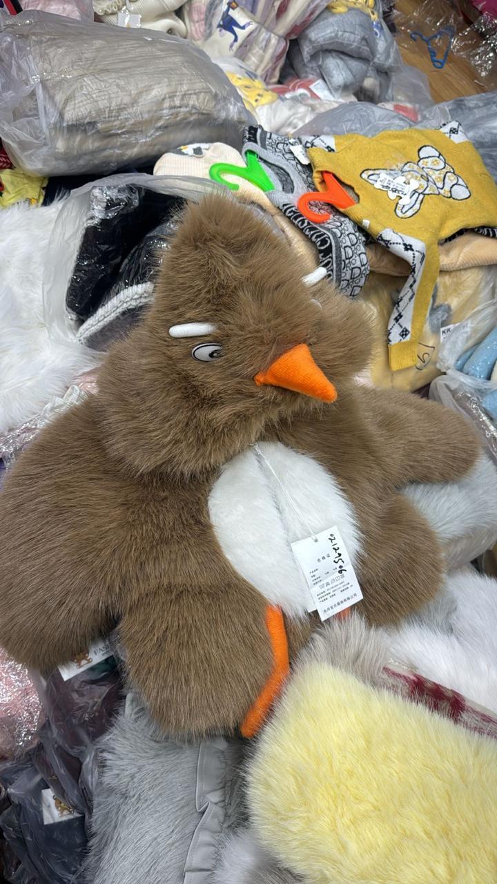 Fluffy Fur Hooded Jacket - Choco Bird