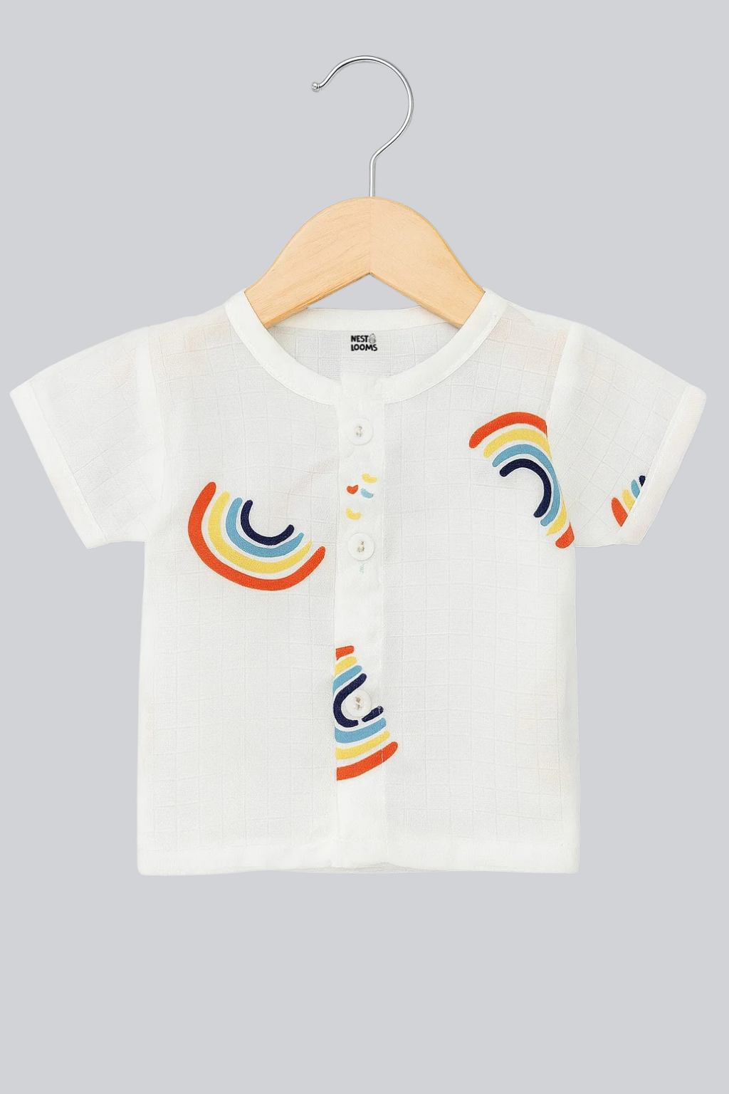 Half Sleeves Jhabla Set - Organic Cotton Muslin - Rainbow Dreams