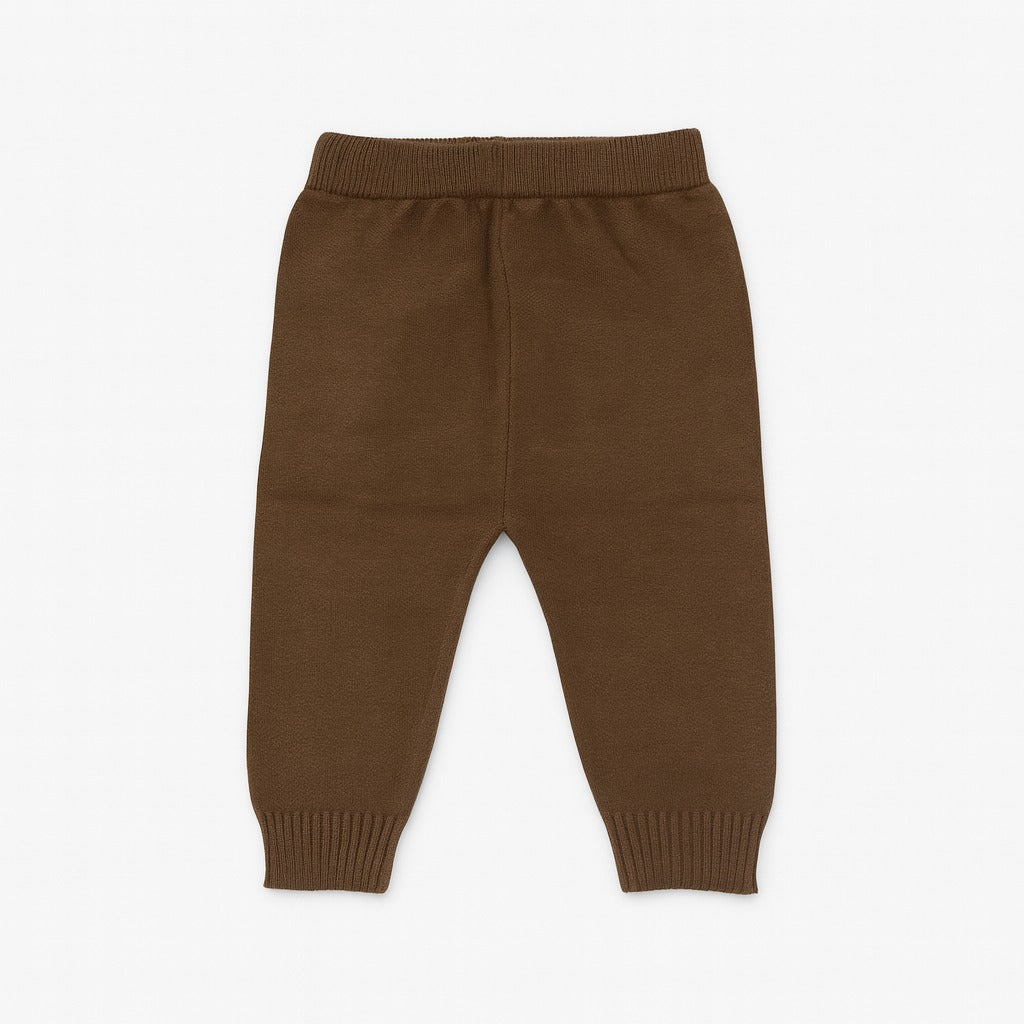 Knitted Sweater Pant Co-ord Set with Button - Beige Cookie