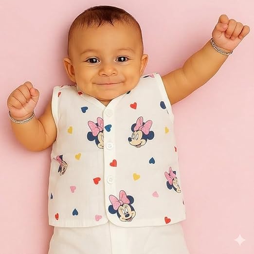 Sleeveless Jhabla With Button - Mickey Love