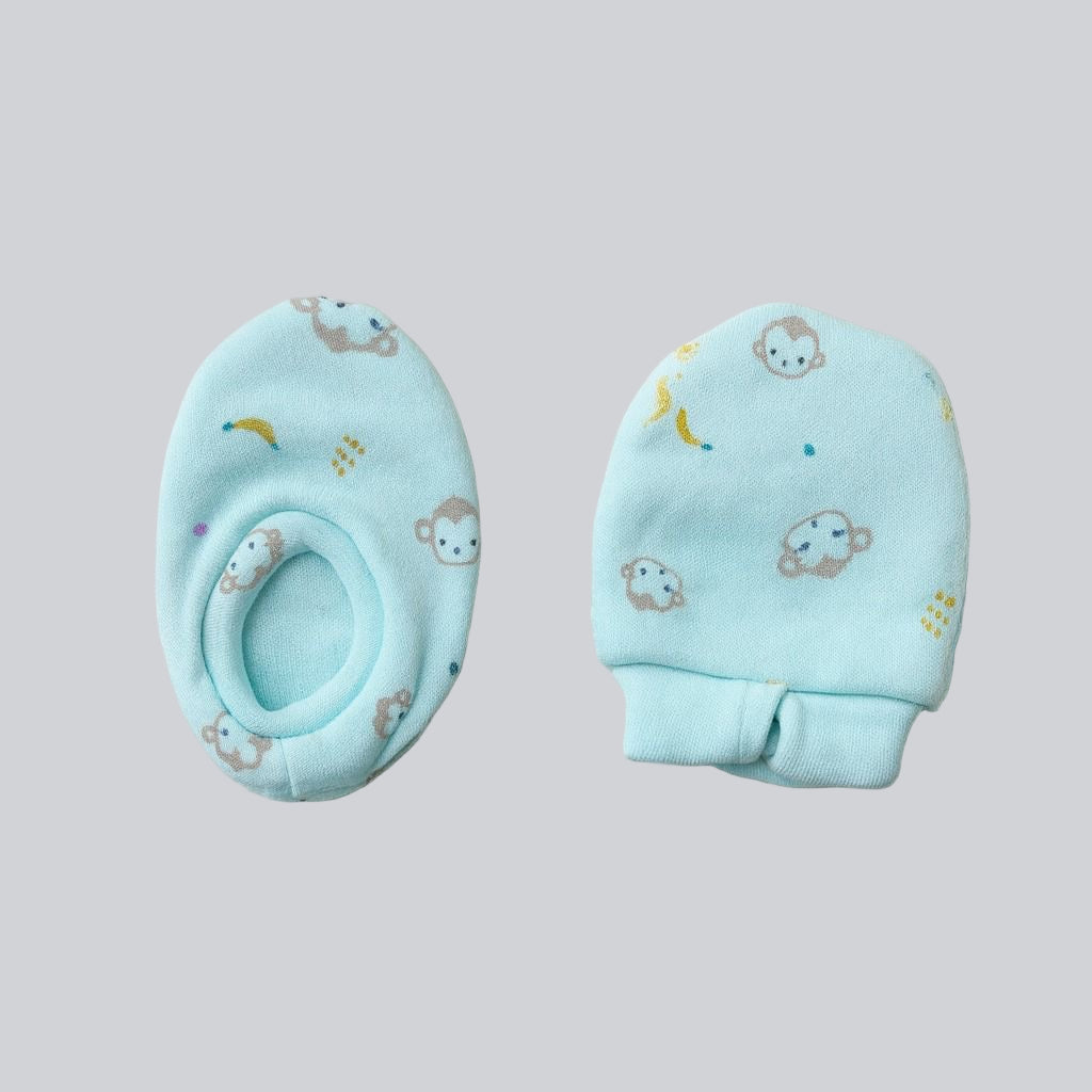 Baby Mittens & Booties- Sky Blue Cow Face