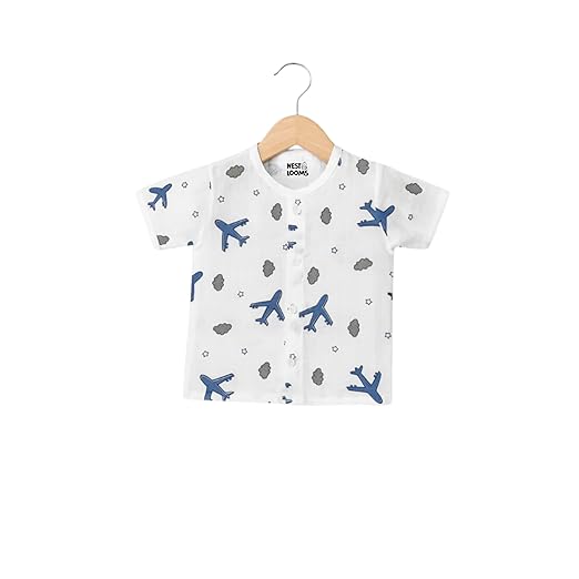 Half Sleeves Jhabla Set - Organic Cotton Muslin - Aeroplane rides