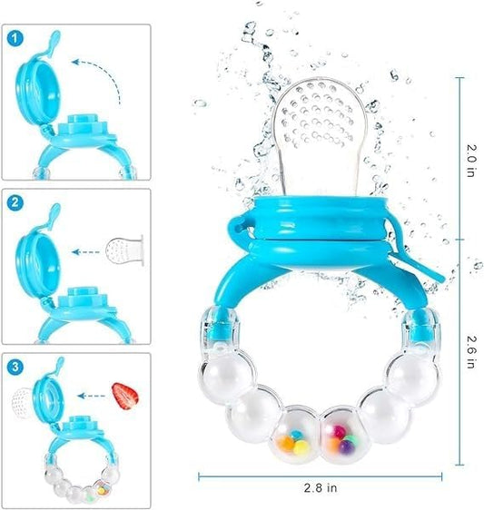 Silicone Fruit Nibbler - Blue Bubble Handle