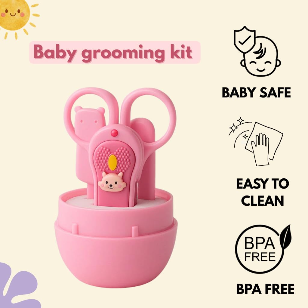 Baby Grooming Kit With Scissors- pink