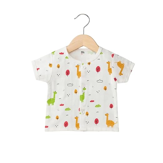 Half Sleeves Jhabla Set - Organic Cotton Muslin - Giraffe Safari