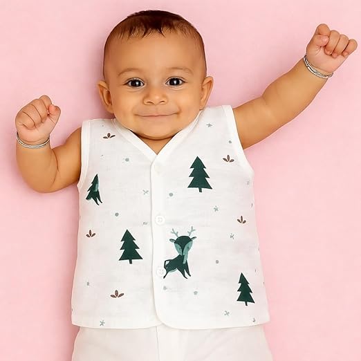 Sleeveless Jhabla With Button - Christmas Wonderland