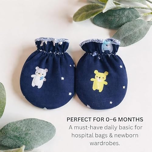 Baby Assorted Combo - Set of 6 Mittens & 6 Booties (Mix Print)