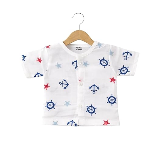 Half Sleeves Jhabla Set - Organic Cotton Muslin - Sailor Star