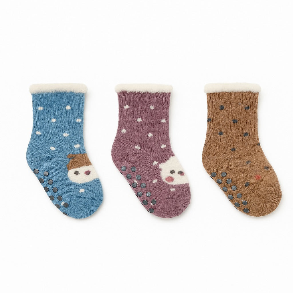 Woollen Antiskid Socks - Pack of 3 Mix Print