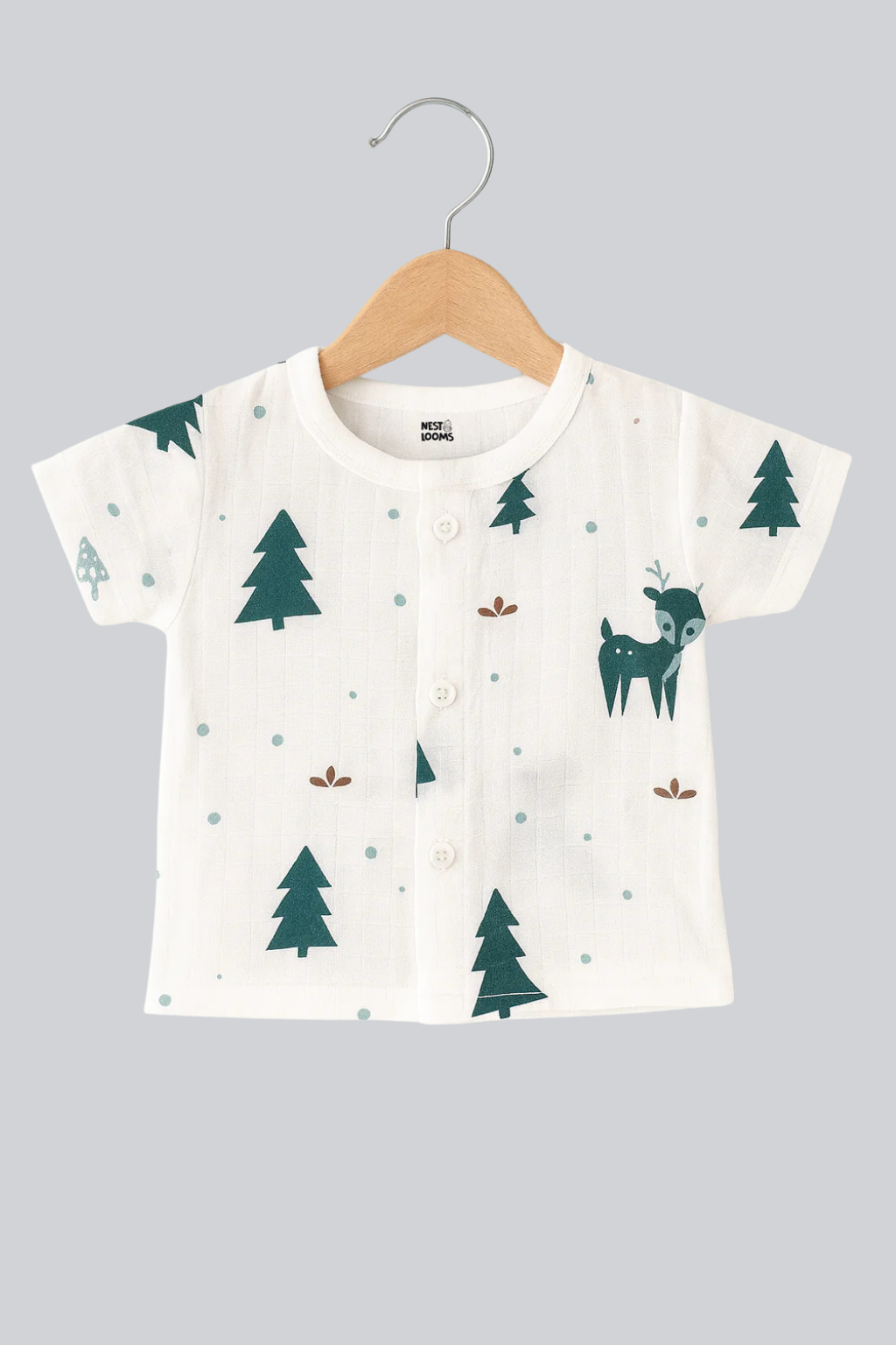 Half Sleeves Jhabla Set - Organic Cotton Muslin - Christmas wonderland