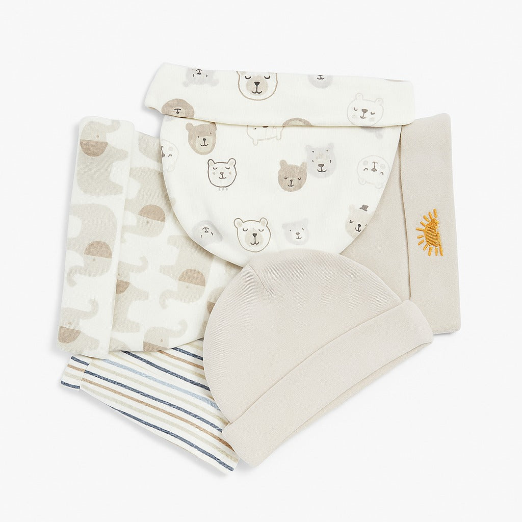 Unisex Baby Beanies Set of 5 - Grey Glow