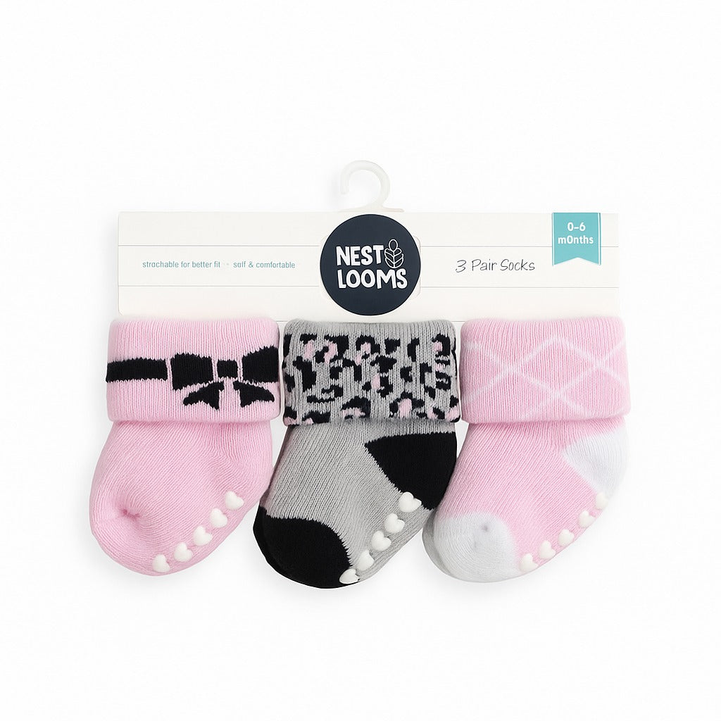 Knitted Antiskid Socks 3 pc set - Mini Diva