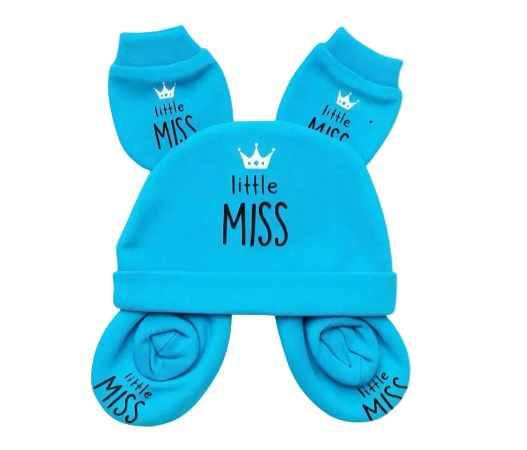 3 Pc Set - Mitten, Booties, Beanie 1
