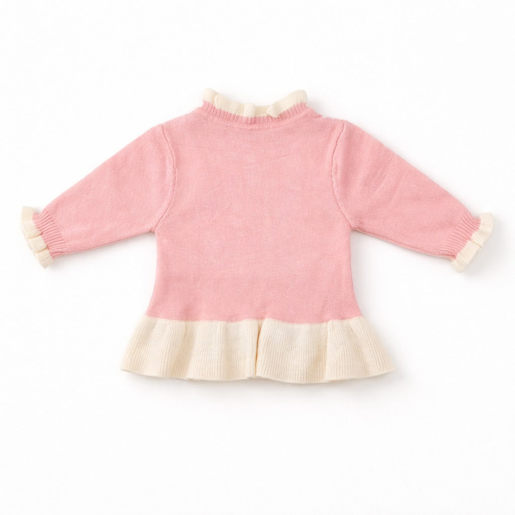 Knitted Sweater with Button - Blush Garden