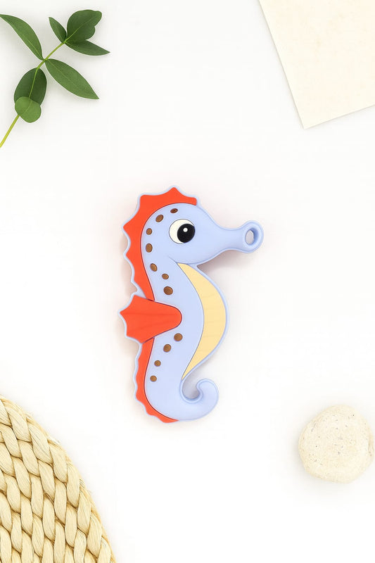 Silicone Cartoon Teether Seahorse (Sky-Blue)
