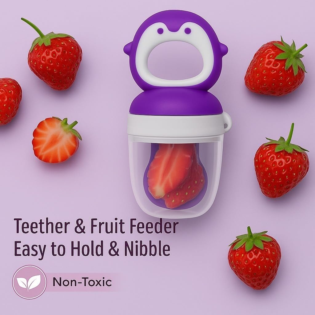 Silicone Fruit Nibbler - Purple Penguin Pop
