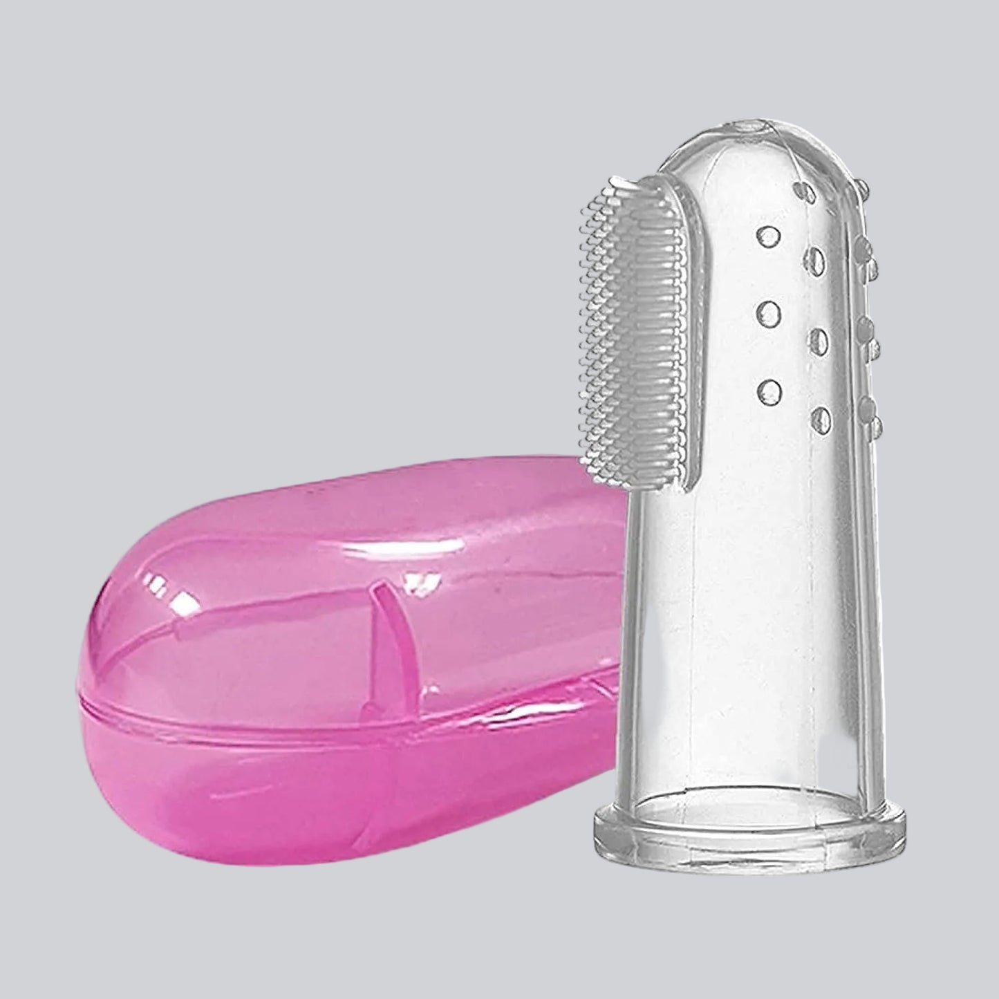 Finger ToothBrush With Case - Pink