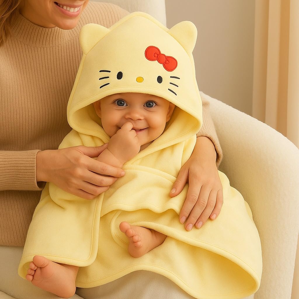 Baby Hooded Towel – Bow Kitty