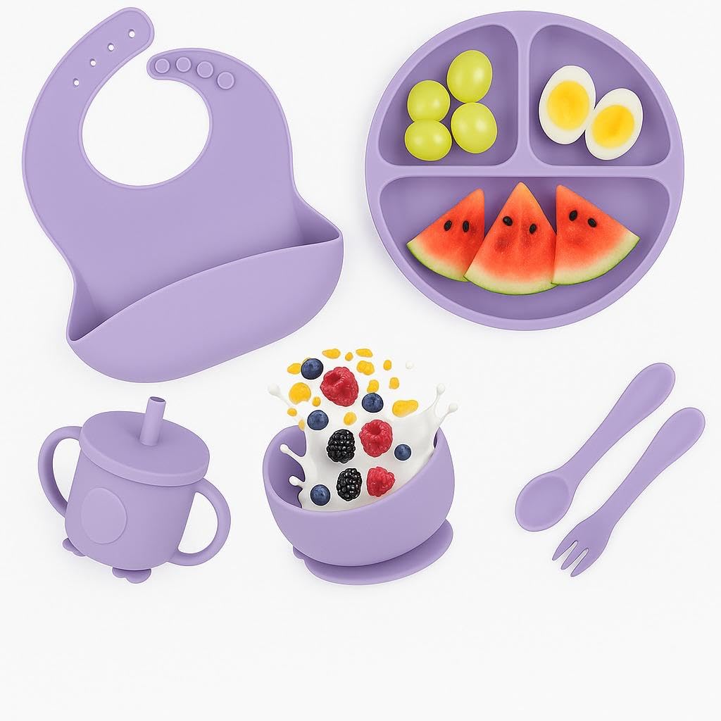 6 pcs Silicone Feeding Sets- Purple Round