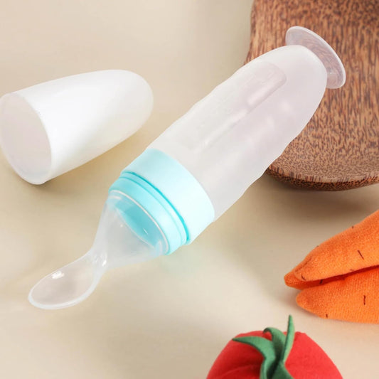 Feeding Bottle With Spoon - blue