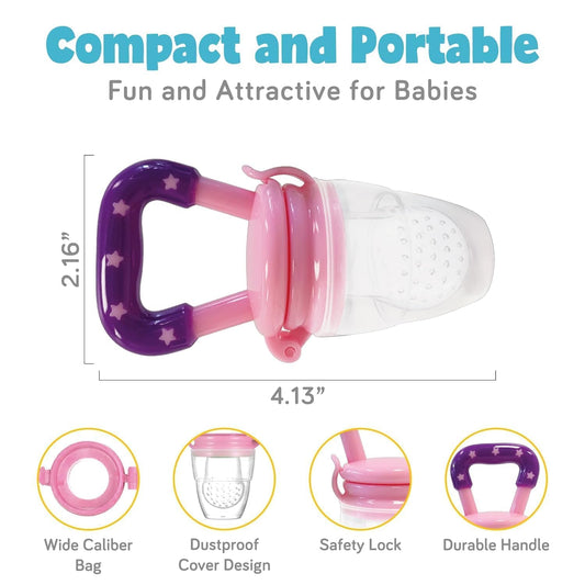 Silicone Fruit Nibbler - Pink Star Handle