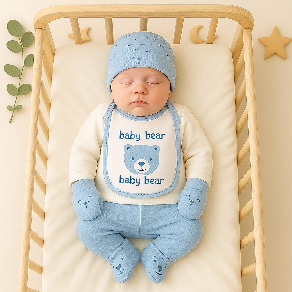6 pcs Baby Clothing Gift Set - Blue Tiny Bear