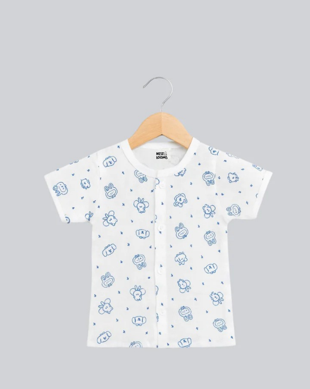 Half Sleeves Jhabla Set - Organic Cotton Muslin - Bunny & Bear
