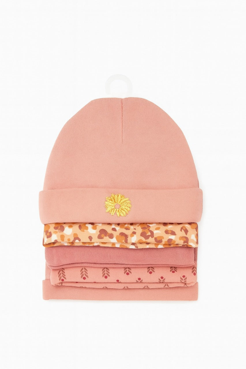 Unisex Baby Beanies Set of 5 - Peach Petal