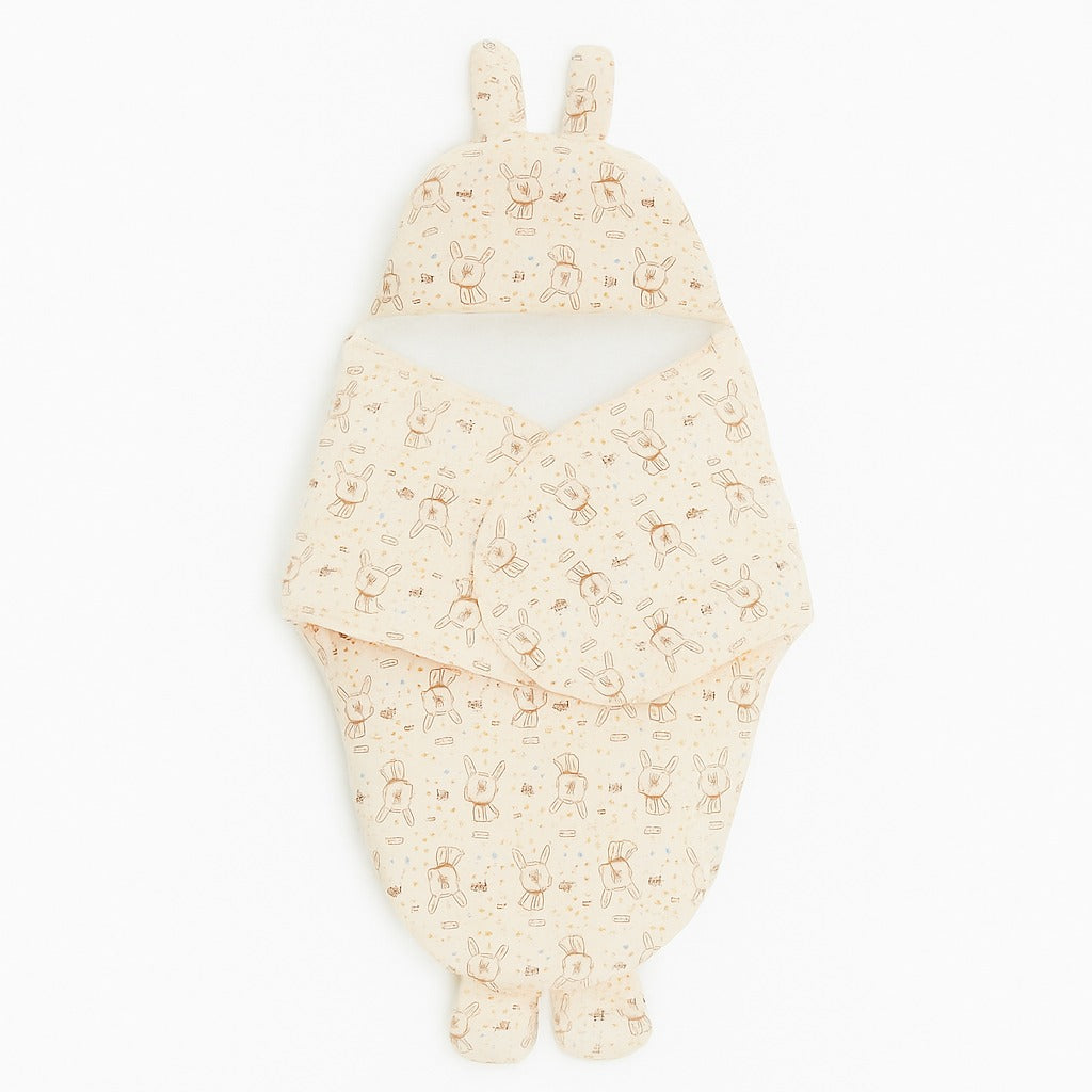 Baby Hooded Wrapper - Bunny Doodle