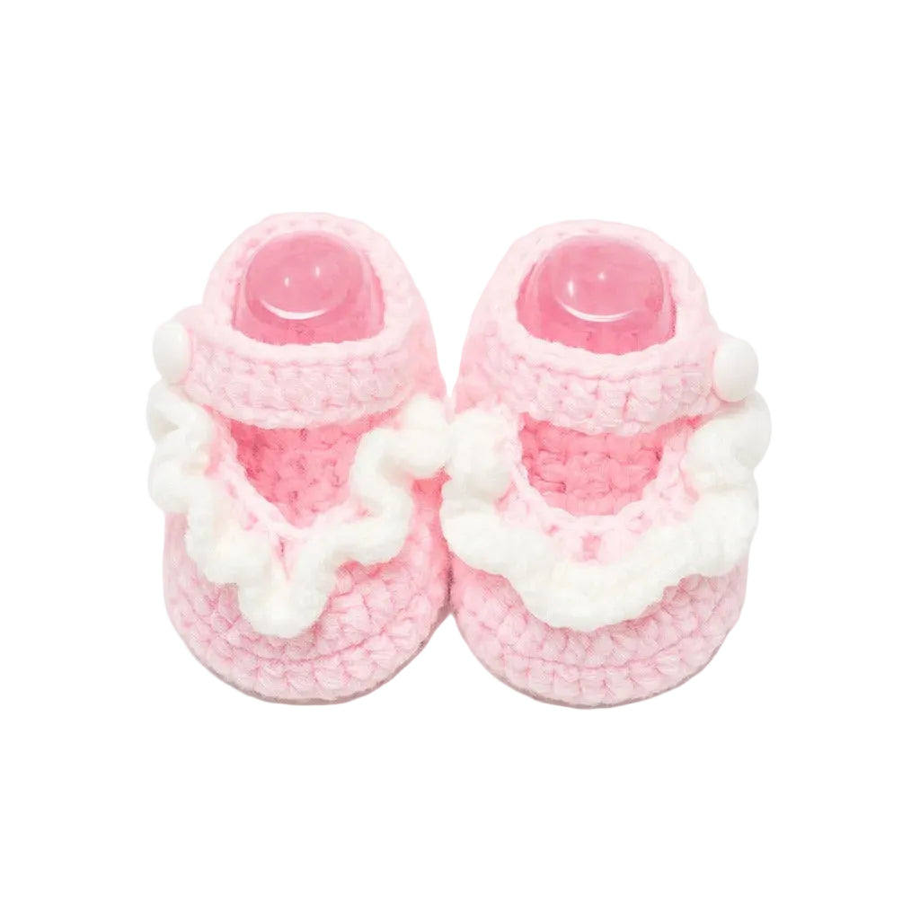 Baby Crochet Frill Booties - Cotton Candy